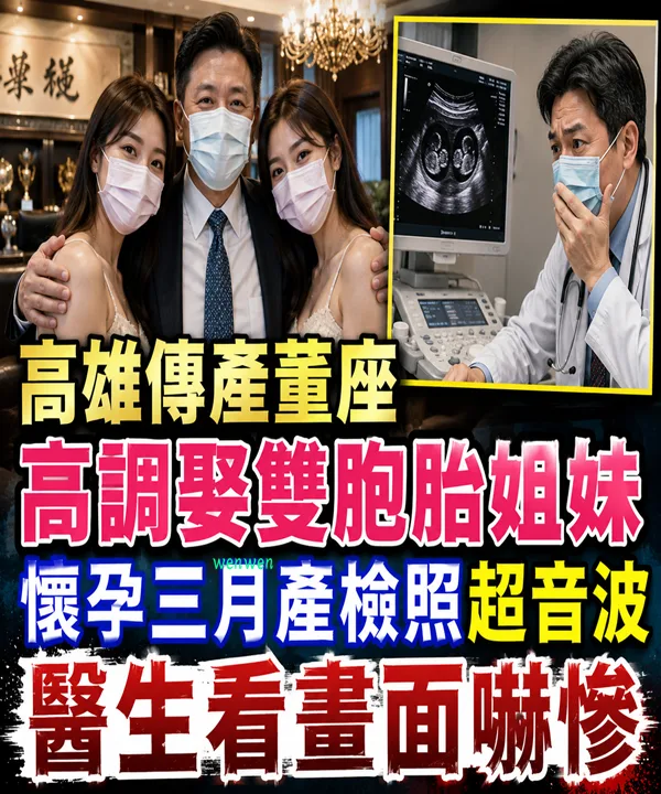 高雄董座娶雙胞胎姊妹懷孕3月，產檢超音波一看醫生嚇傻 第 1 張